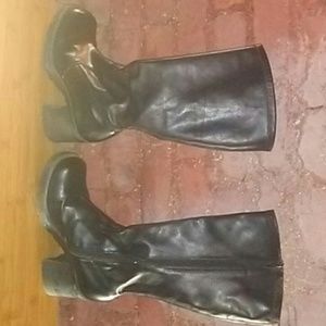 Black platform heeled boots